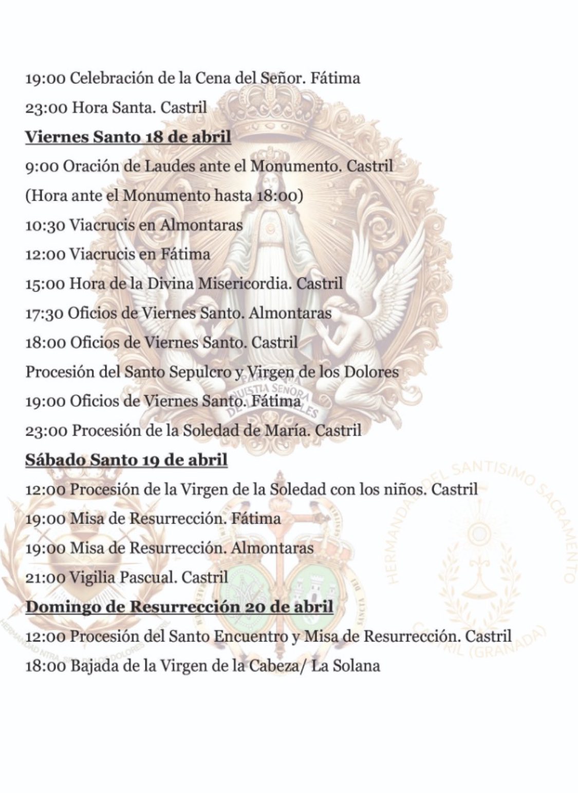 PROGRAMACIÓN SEMANA SANTA 2 PROGRAMACIÓN SEMANA SANTA 2