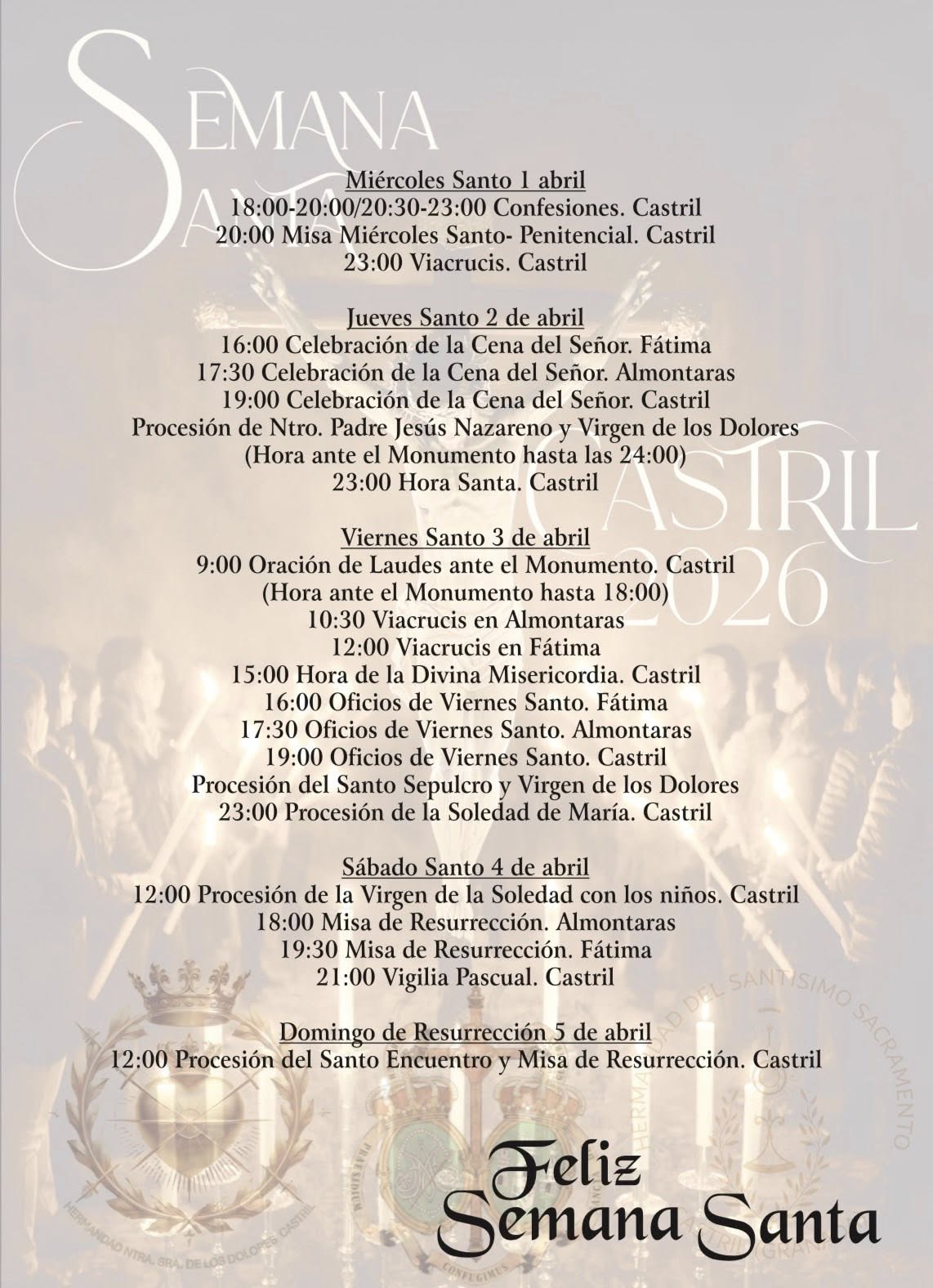 hoario semana santa castril 2